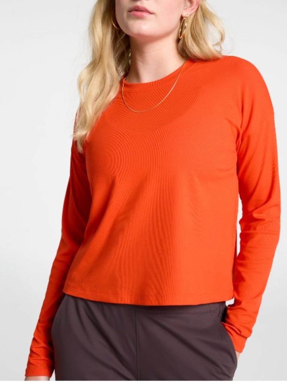 CALIA Women's Everyday Rib Boxy Long Sleeve Tee